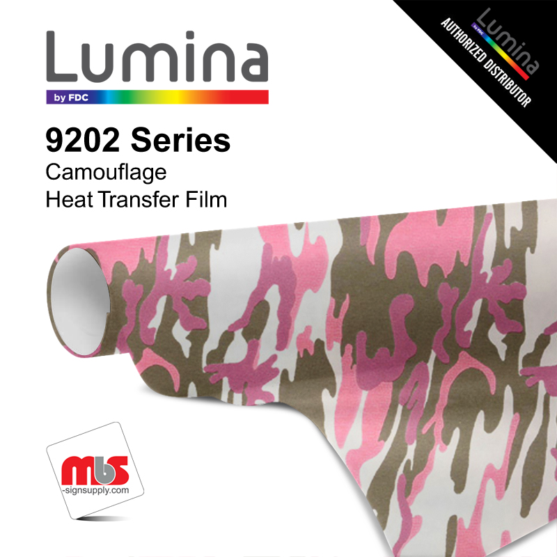  15'' x 22 Yards Lumina® 9202 Matte Pink Camouflage 1 Year Unpunched 2.4 Mil Heat Transfer Vinyl (Color code 113)